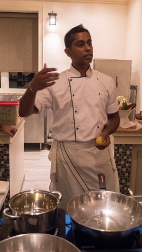 Chef Eranga of Risposta Bistro teaching a cooking class